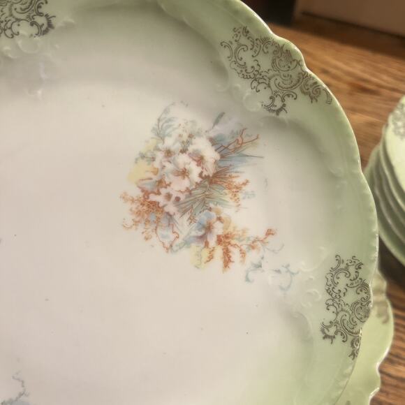 Antique Imperial Austria China Porcelain LUNCHEON SET 6 Plates + LG SERVING PL - Picture 12 of 13